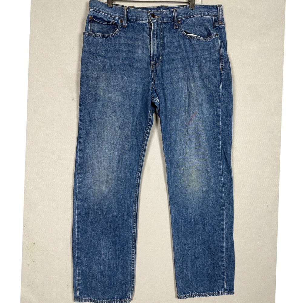 Old Navy Jeans Men 36X32 Regular Standard Blue Straight Leg Distressed Denim EUC